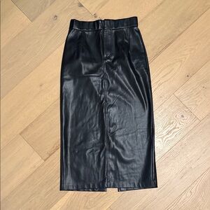 Zara Black faux Leather midi Pencil Skirt S